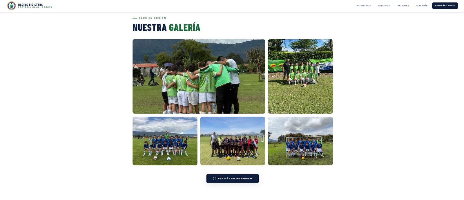 Racing Big Stars FC website, an example of SM Digital Marketing web design work
