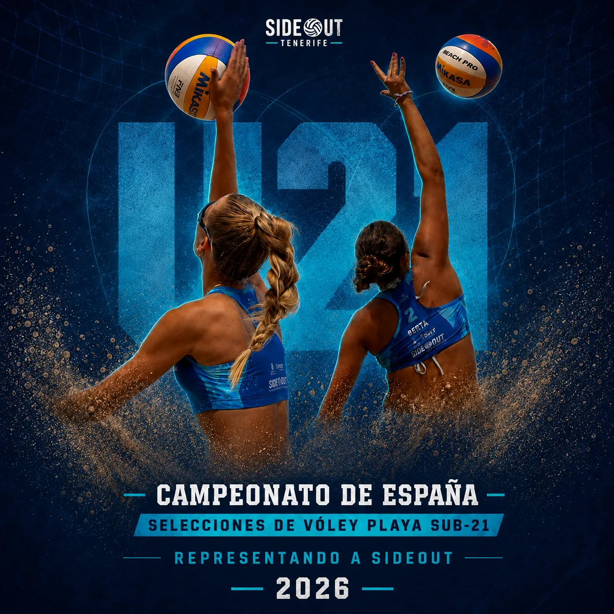 SideOut Tenerife brand identity applied to a championship social graphic